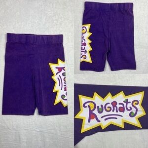 Nickelodeon Rugrats Purple Acid Wash 90s Stretch Oversized Graphic Bike Shorts